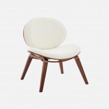Poltrona con finiture effetto legno curvato e tessuto bouclé, Noce