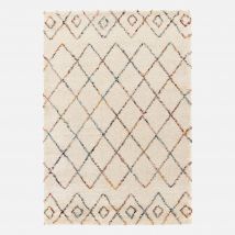 Interior shaggy rug, cream and multicoloured,