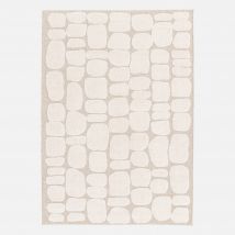 Interior rug with cobblestone pattern, beige and cream,