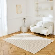 Indoor/outdoor rug with beige arch pattern, recycled polyester,