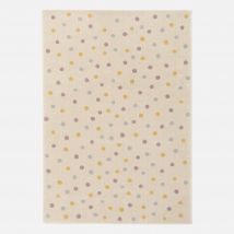 Tappeto per bambini a pois grandi, crema, blu, giallo, viola per interni, 120x170cm, Crema