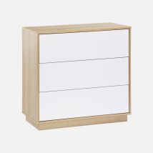 3-drawer chest in bicolour wood-effect, White and Natural