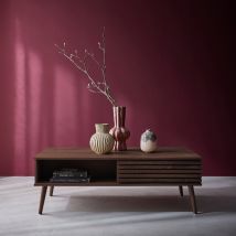 Scandi-style coffee table with wooden grooved effect, Walnut