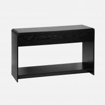 Consola de efecto madera con 2 cajones y 1 estante, Negro