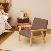 Sillón infantil estilo escandinavo de madera de hevea, Pardo