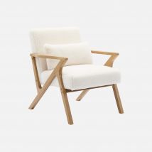 Sillón escandinavo de piel sintética en madera I sweeek