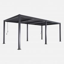 Pérgola bioclimática, aluminio y acero, 3x6m, lamas orientables, Antracita