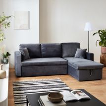3-seater reversible corner sofa bed with storage, Charcoal Grey