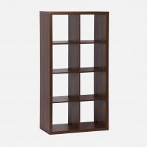 Estantería de 4 niveles con 8 compartimentos, Madera de nogal
