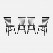 Silla de madera de hevea, set de 4, Negro