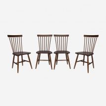 Silla de madera de hevea, set de 4, Madera de nogal