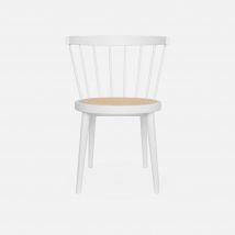 Silla de madera y rejilla, set de 4, Blanco