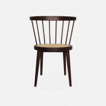 Silla de madera y rejilla, set de 4, Madera oscura