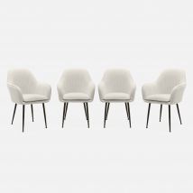 Sillón borreguito con patas de metal, set de 4, Borreguito blanco