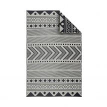 Outdoor rug - 180x270cm BAMAKO - Black-beige Jacquard, reversible, rectangular, indoor/outdoor use