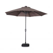 2.7m round centre pole parasol with integrated LED lights, Beige-brown