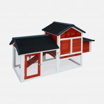 Wooden chicken coop for 3 chickens with nesting box, Red