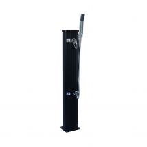 Black outdoor solar shower - SOURSA - for pool, hot tub, terrace, garden, with tap and 20l tank