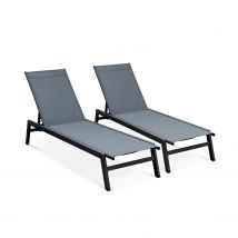 Pair of foldable multi-position sun loungers, Anthracite