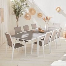Set di 2 poltrone da giardino in alluminio e textilene, Bianco