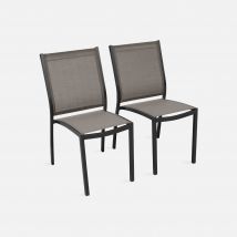 Coppia di sedie da giardino impilabili in alluminio e textilene, Antracite