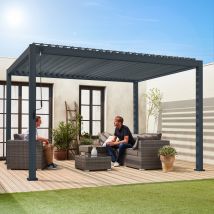 3x4m louvered aluminium pergola with adjustable roof slats, Anthracite