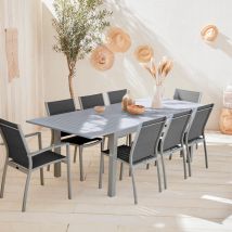 Set tavolo da giardino allungabile in alluminio, 8 posti, Grigio