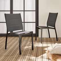 Silla de jardín apilable de aluminio, set de 2, Antracita