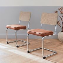 2 sillas cantilever, tela marrón claro y resina | sweeek