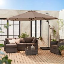 3.5m round cantilever parasol, Beige-brown