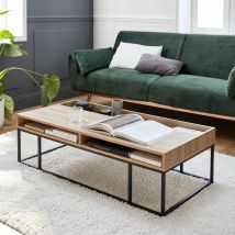 Metal and wood-effect coffee table, Natural