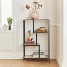 Industrial metal and wood effect bookshelf, 4 levels, Natural
