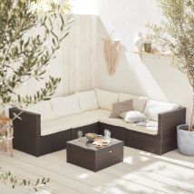 5-seater classic polyrattan garden corner sofa set Siena