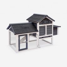 Wooden chicken coop for 3 chickens with nesting box, Anthracite