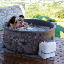 Premium 6-person round inflatable MSpa hot tub with accessory pack, Black / Beige