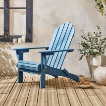 Foldable wooden retro garden armchair, Grey Blue