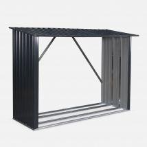 80x215x155cm firewood storage shed in galvanised steel, Anthracite