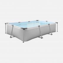 Piscina tubular gris tanzanita, piscina rectangular 3x2m con bomba de filtración piscina sobre suelo estructura de acero | sweeek