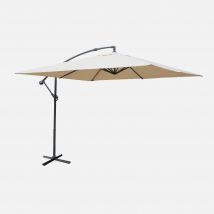3x3m ombrellone decentrato quadrato, manovella anti-ritorno, Beige