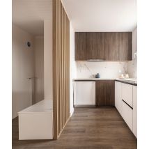 275x83x7 cm LD (dąb natura) ścianka z lameli wolnostojących - aranżacja ażurowa 3D