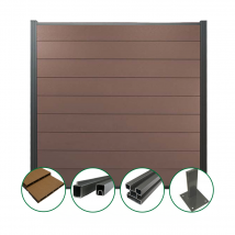 Zaun-Set Norderney Dübeln braun (1 x Zaun + 2 Pfosten anthrazit)