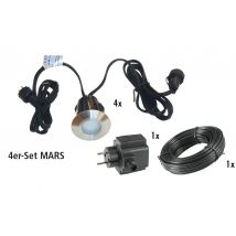 Komplettset Einbauleuchte MARS - 4er Set = 4 x Mars + Kabel 10 m + Trafo