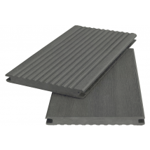 WPC Massivdiele WoodoKosXXL 20 x 200 mm, 4 m lang, grau geriffelt / glatt, beidseitig begehbar