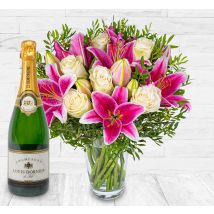 Classic Roses and Lilies Champagne Gift