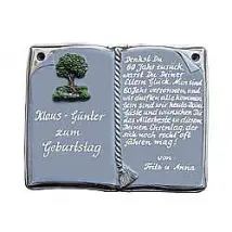Keramikschild als Buch für Ehrungen und besondere Anlässe - Größe: 27x22 cm