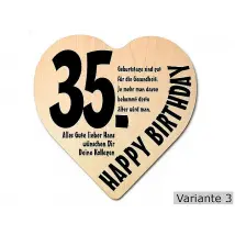 Herz Holzschild mit Wunschtext Geschenk zum 35. Geburtstag