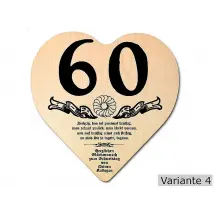 Herz Holzschild mit Wunschtext Geschenk zum 60. Geburtstag