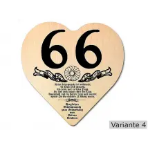 Herz Holzschild mit Wunschtext Geschenk zum 66. Geburtstag