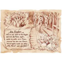 Sportbild Kegler auf Antikpapier im A4-Format