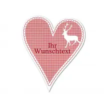 Hüttendeko-Herz mit Wunschtext und Hirsch - 180mm